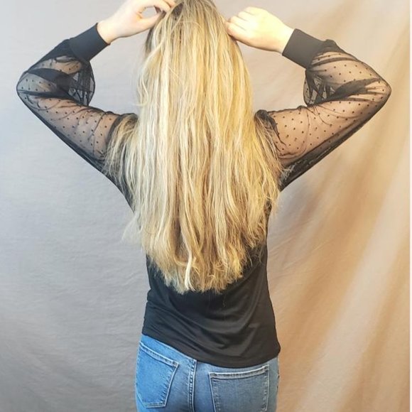 Long Sleeve Mesh Balloon Sleeve - Picture 5 of 5